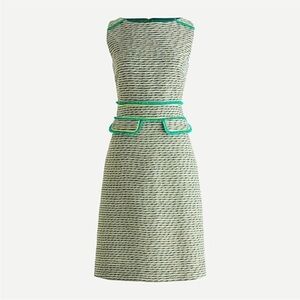 J. Crew Sleeveless Light Green Tweed Dress with green Trim